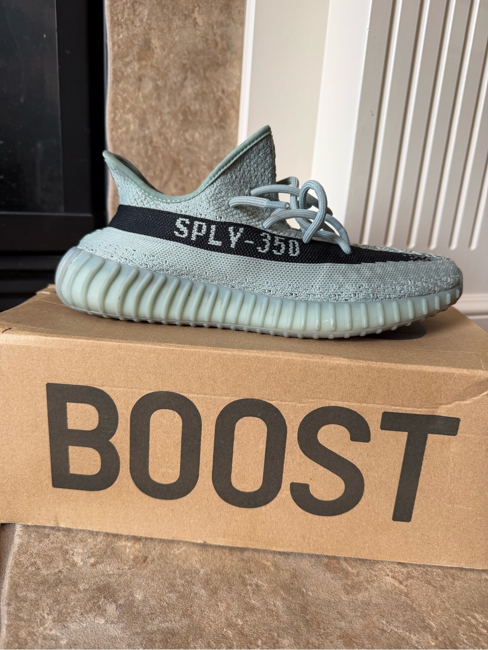 adidas Yeezy Boost Kids Sneakers in Mint Green and Black